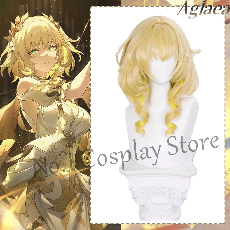 Game Honkai Star Rail Cosplay Kostuum Aglaea Cosplay Pruik Blond Kort Hittebestendig Synthetisch Haar Vrouwen Meisjes Halloween Party