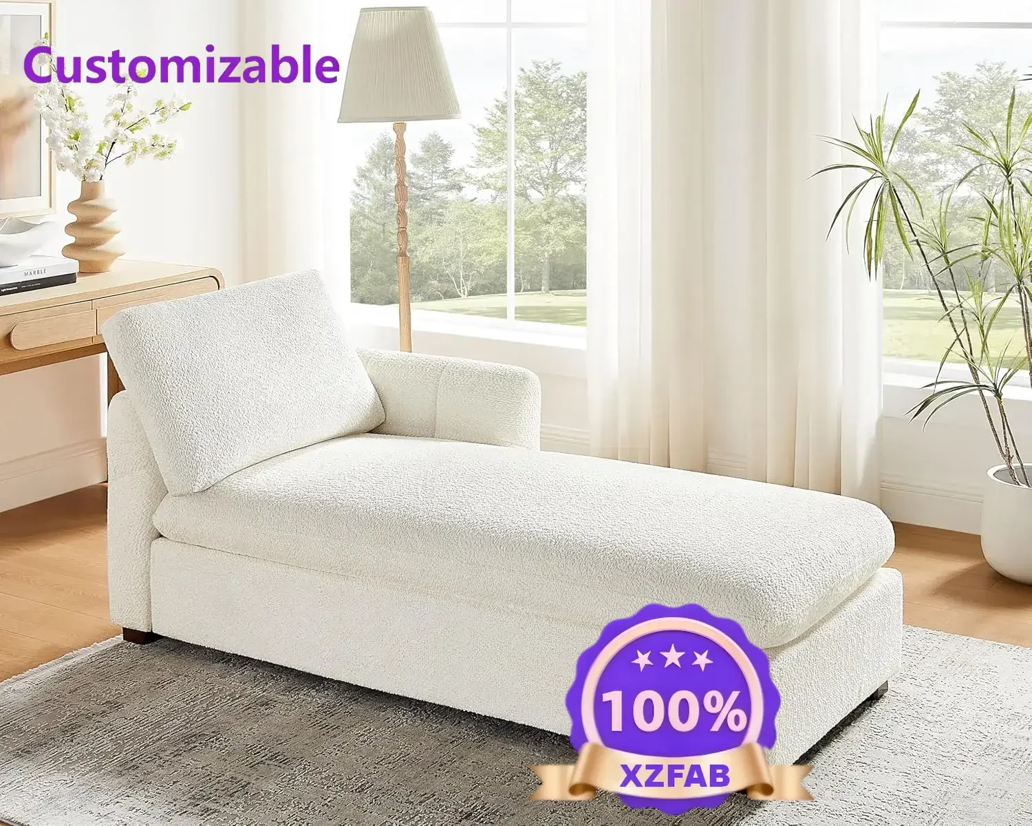Factory Direct 2026 Top Chaise lounge de gran tamaño de 70,47 pulgadas para interiores, sofá cama tapizado moderno con cojín gru