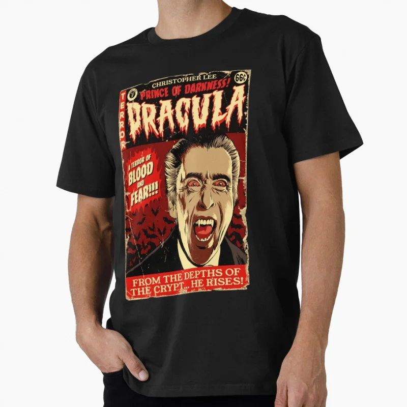 

Retro horror movie Dracula - Christopher Lee Scary Halloween Gift t shirt for men Large size Tops 100% cotton man clothes