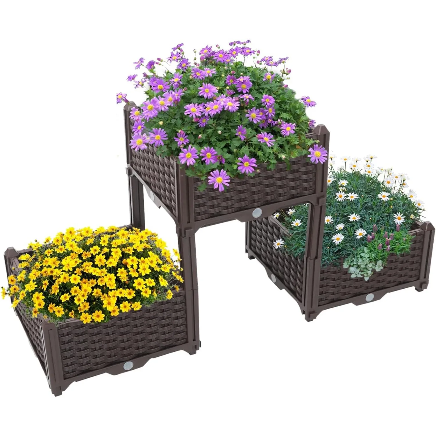 

Tfcfl Outdoor Elevated Flowerpot Box with Legs, 3 Super Cost-Effective, Elevated Flowerpots with Drainage Holes, Outdoor Plant R