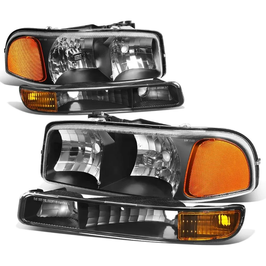 

Headlights Assembly Compatible with 19992007 GMC Sierra Yukon 1500 2500 3500 Driver and Passenger Side Halogen Headlamps Replac