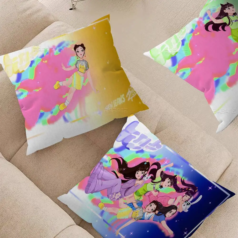 N-NewJeans Singing Group Anime Cushion Cover Decorative Pillow Sofa Home Decor case pillow cases