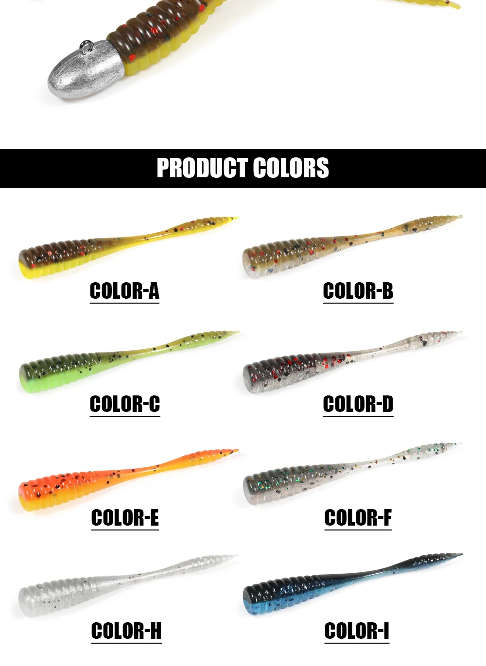 Palisander 48mm TPR Schwimmende Micro Köder Nadel Schwanz Ajing Weiche Wurm Angeln Köder Swimbaits Jig Rockfish Drop Shot ozean Meer 20 stücke – Detail 7