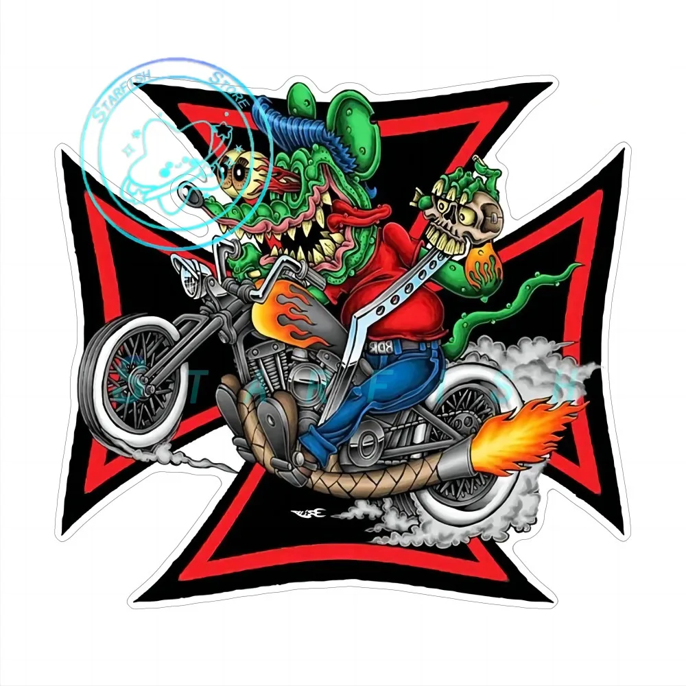

Rat Old School Rat Stick Racing Retro Graffiti Stickers Motorcycle Car Decoration PVC Material Waterproof and Sunscreen