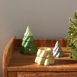 Christmas Candle Jar Silicone Mold Concrete Stacking Xmas Tree Gypsum and Jesmonite Mould Christmas Home Decoration