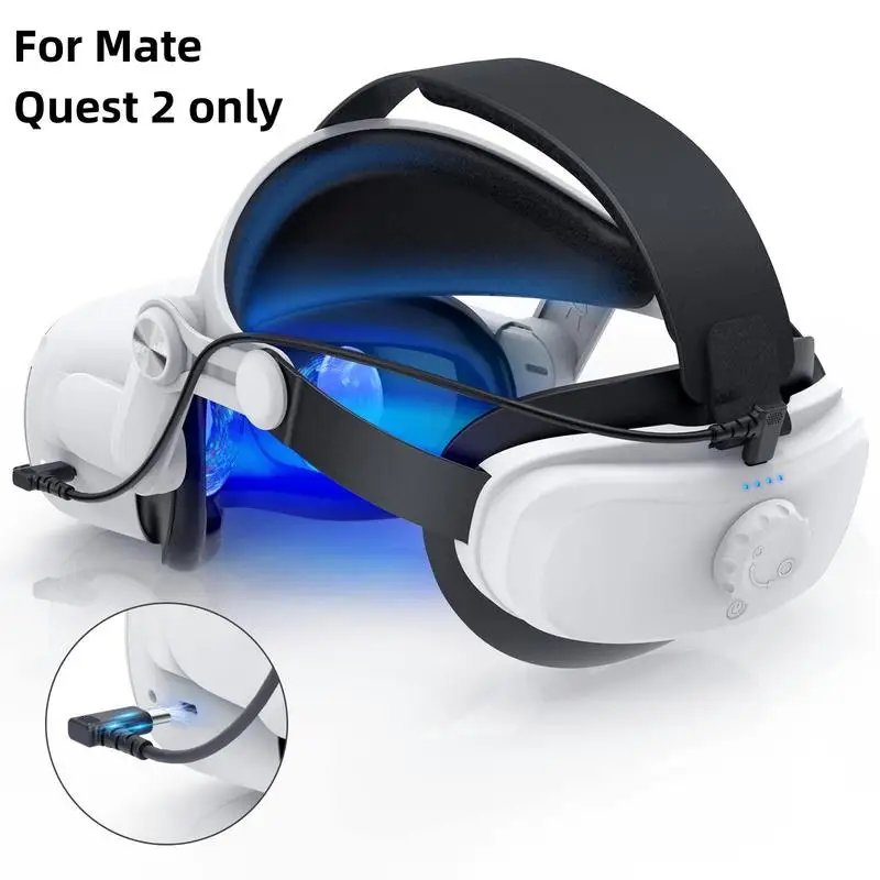 

YOGES VR Rechargeable Battery Head Strap for Meta Quest 2: Adjustable, Soft Foam, and Skin-Friendly PU. Extends Playtime