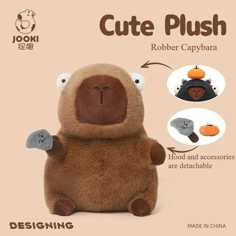 

2026 New Arrival Robber Style Capybara Plush Toy Cute Stuffed Doll Sleeping Pillow Birthday Gift for Boys and Girls
