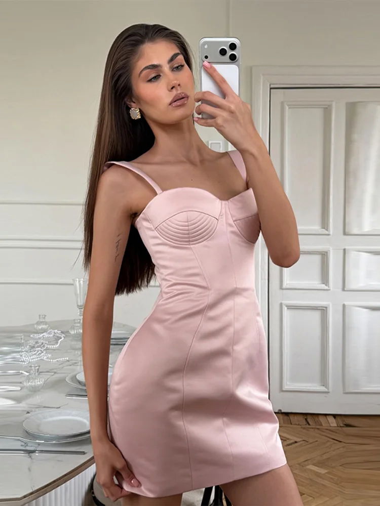 Fashion Mini Women's Dress Sleeveless Backless Bodycon Party Female Dresses 2026 Summer Fishbone Slim Lady Evening Robe