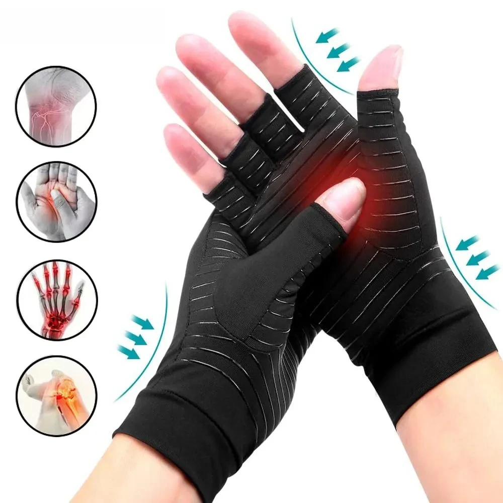 Copper Compression Arthritis Gloves, Best Copper Infused Fingerless Gloves,Healing for Arthritis,Pain Relief,Carpal Tunnel Aches