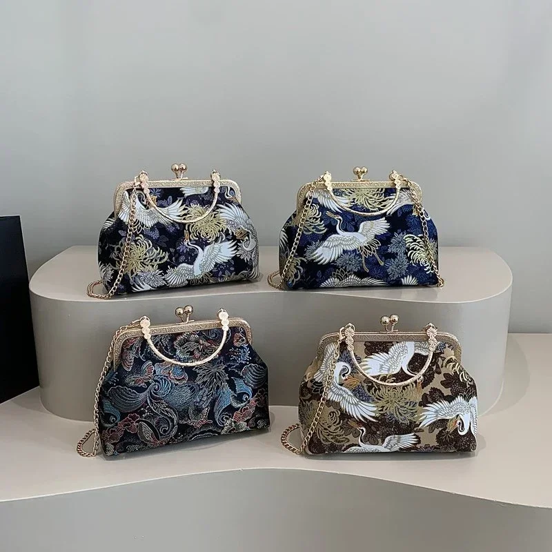 موضة الحرير التطريز المرقعة النمط الوطني حقيبة كروسبودي 2026 رائجة البيع حقائب حلوة للنساء غلق بمشبك حقائب يد نسائية بسيطة #5