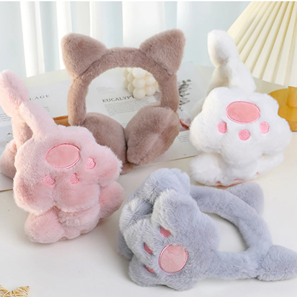 ตุ๊กตาน่ารัก Cat's Claw Paw Earmuffs Anti-Wind Earcap หูอุ่นเย็นป้องกันปรับฝาครอบหูกลางแจ้งขี่อุปกรณ์เสริม