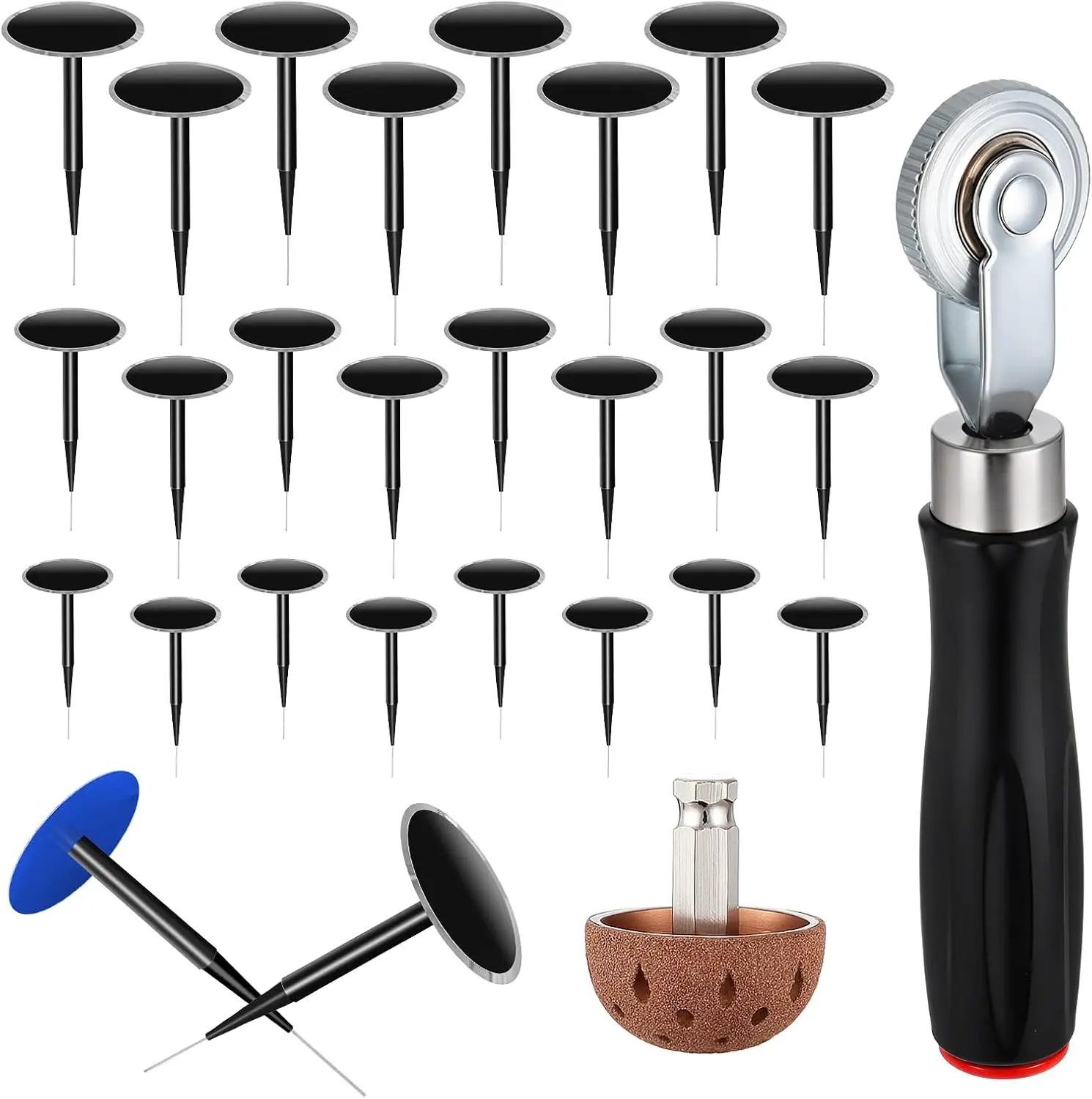 

Комплект заплат для ремонта шин: 26 шт.: 24 шт. заплаты, полирующее колесо, ролик, сверла для транспортных средств