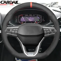 Black Suede Red Marker No-slip Soft Steering Wheel Cover for SEAT Leon IV Ateca Tarraco 2020-2022 Ibiza 6F Arona 2021-2022