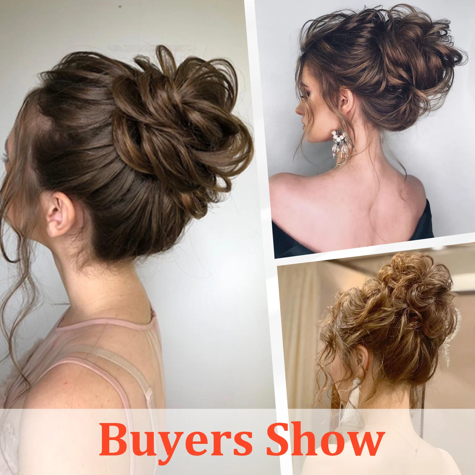 Light Brown Human Hair Messy Hair Bun Curly Chignon Extensions With Rubber Band 100% Human Hair Messy Bun Hair Piece for Women