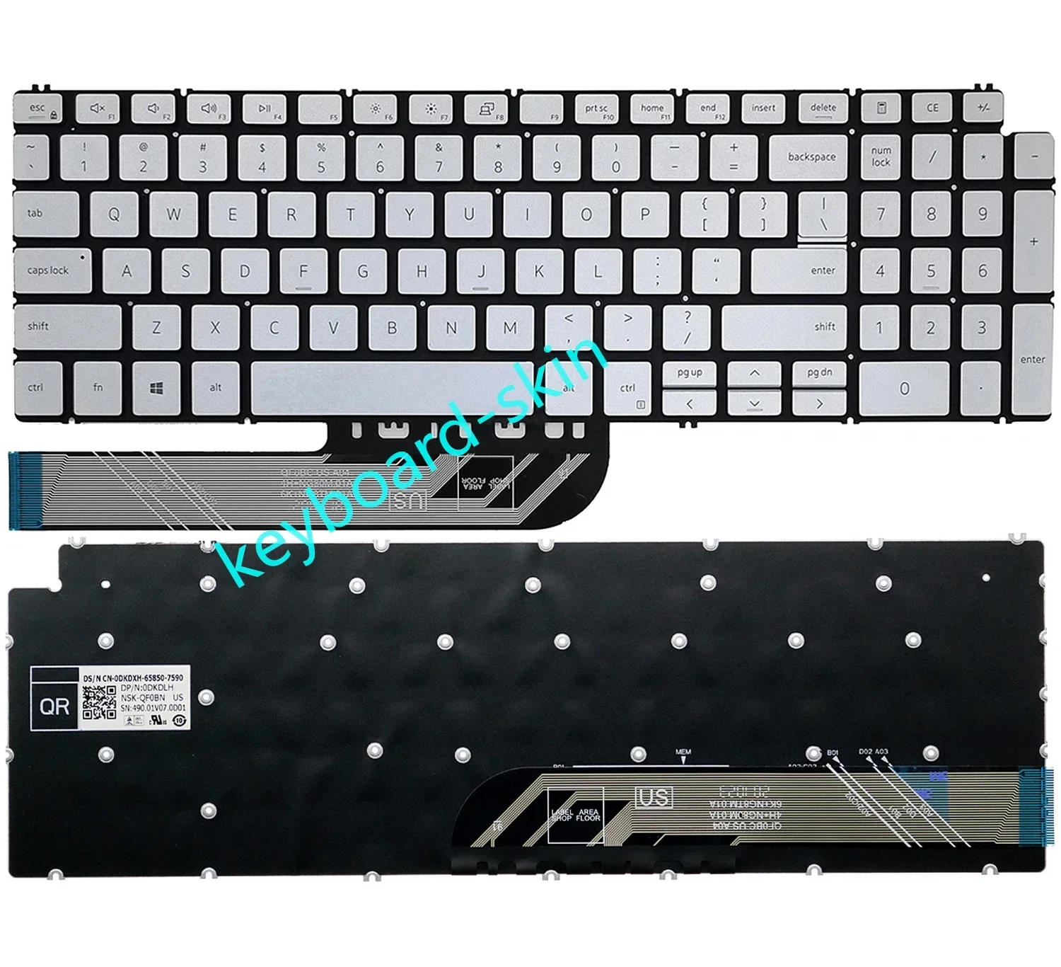 US silver Keyboard no-Backlit for Dell Vostro 5501 5502 P102F 5590 P88F 7500 7590 Latitude 3510 P101F Inspiron 7706 7790 7791