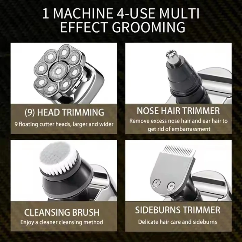 Xiaomi komingdon Multifunction Cordless Rechargeable Beard head shaver Floating Blades Razor 5 in 1 Rotary Men Electric Shaver