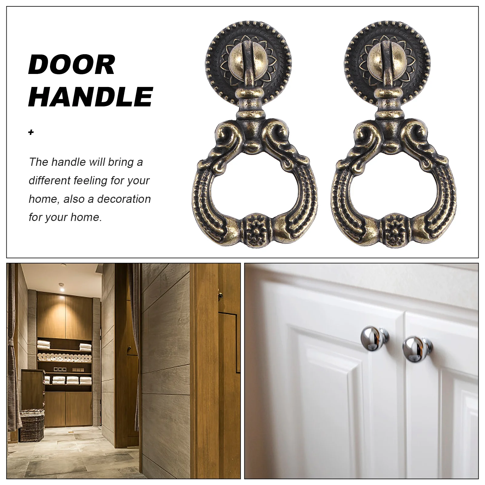 4 قطعة حلقة سحب الرجعية سبائك الزنك مقبض الباب حلقة سحب لدرج باب خزانة مشروبات ديكور المنزل ملحقات أثاث #6