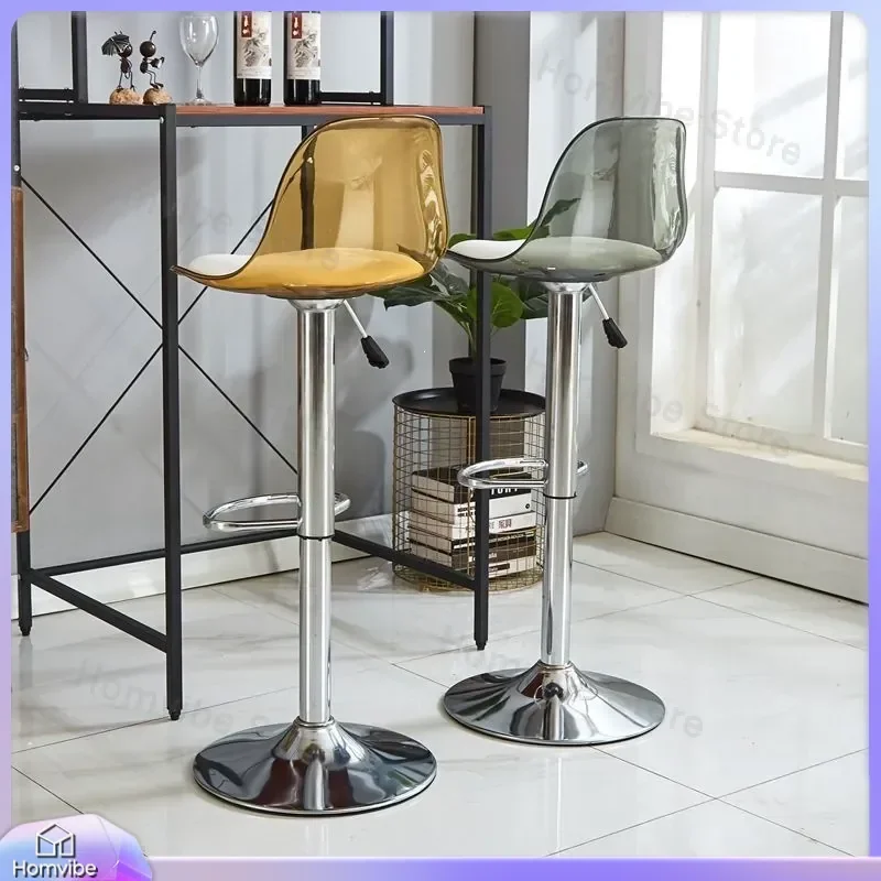 Adjustable Height Bar Stool with Backrest Swivel Modern Kitchen Counter Chair for Home Bar Cafe Reception Desk Comfortable