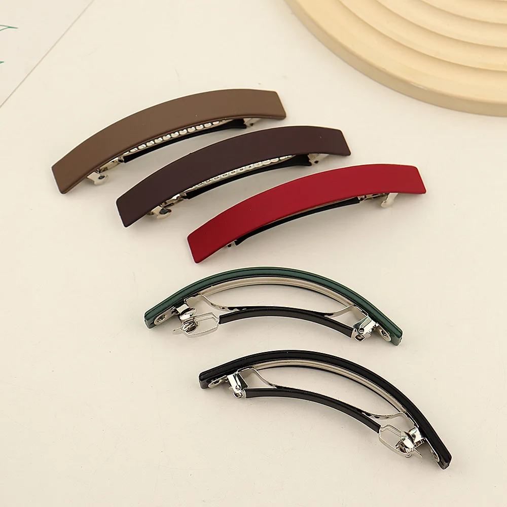 الكورية موضة مات البلاستيك مقاطع الشعر رقيقة قوس على شكل المشابك بسيطة بلون دبابيس الشعر النساء أنيقة بوبي دبابيس أغطية الرأس