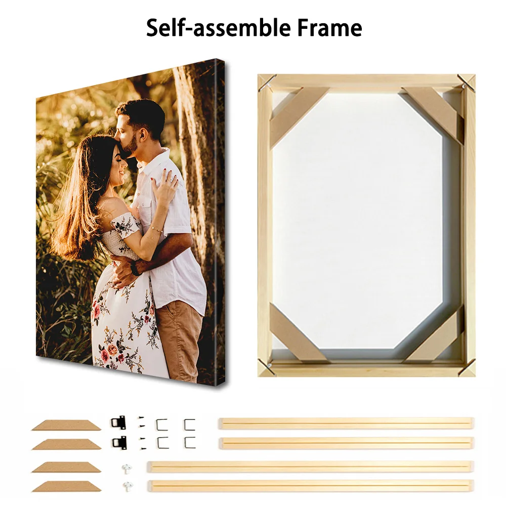 1 Pc Customized Photos on Canvas with DIY Wood Frame or frameless poster,Personalized Custom Photos for Your Lover,family,friend image 2