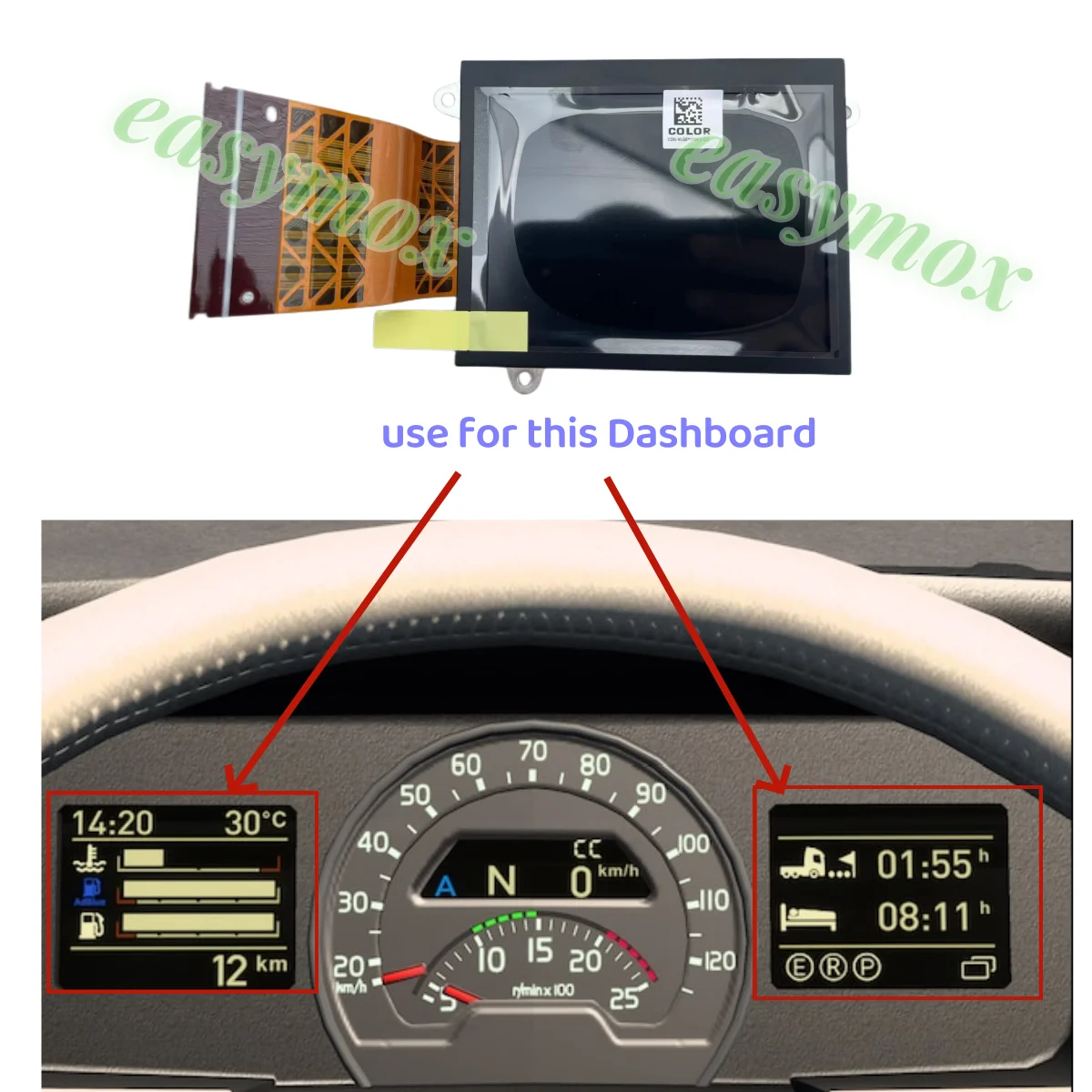 

4.0" TFT LCD Display for 2012-2019 Volvo FH FH16 2012 Dashboard Truck Tractor FH FH16 ETS2 Instrument Cluster COG-VLGEM7001-02