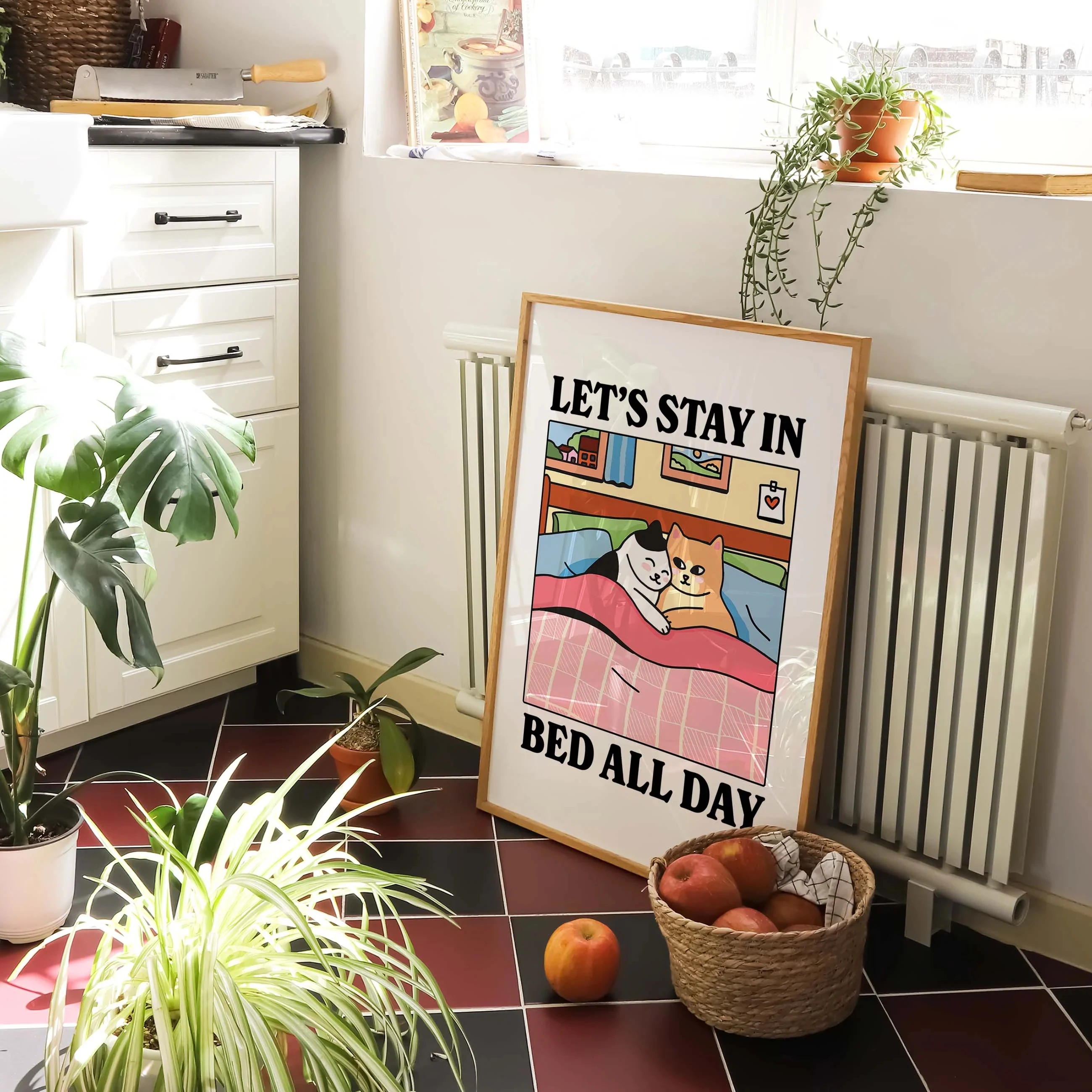 Modern Cartoon Lying Comfortably In Bed Wall Art Prints Canvas Painting Poster Picture For Living Room Bedroom Home Decor Gift