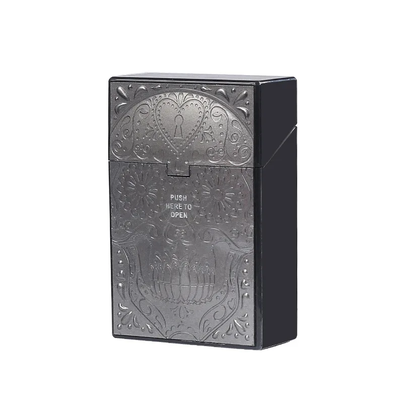 

Skull Plastic Cigarette Case Thick Cigarettes 20 Pack Pocket Men's Portable Personalized Anti-pressure Metal Cigarette Case