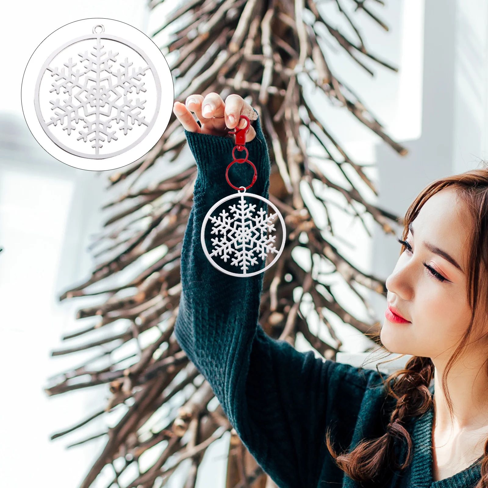 

50 шт., рождественский кулон в виде снежинки, брелок, подвески из сплава, ювелирные аксессуары «сделай сам», для сумки, браслета, ожерелья, украшения