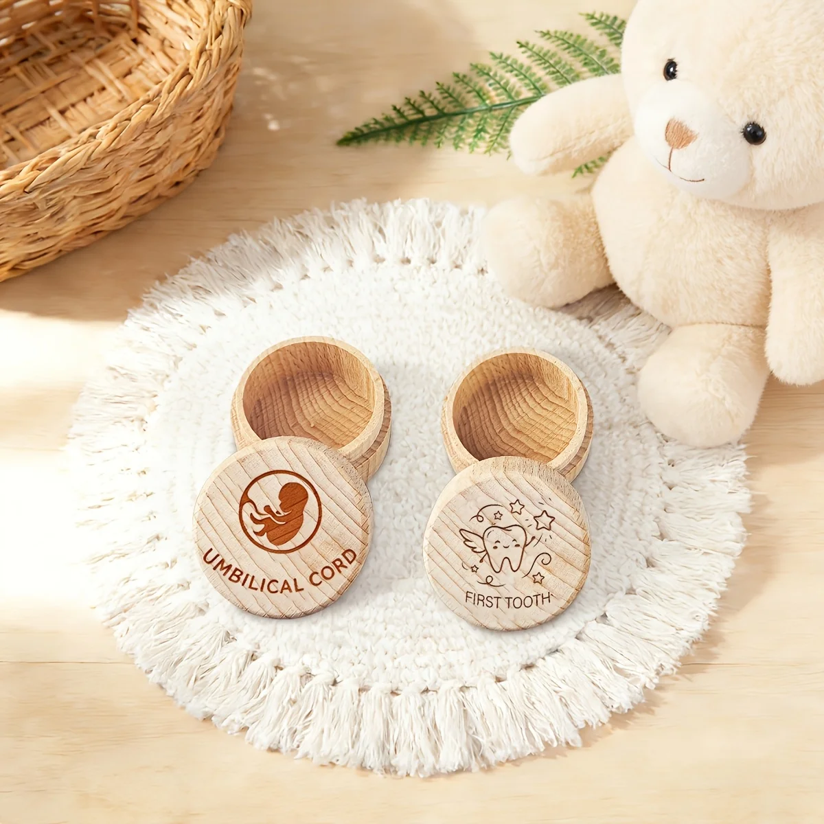 2pcs Wooden Baby Souvenir Storage Box Set - 