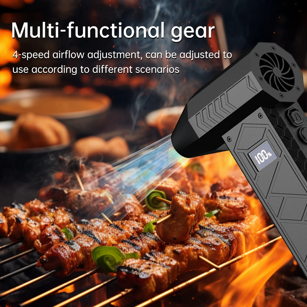 

180000RPM Wireless Turbo Jet Blower Battery Level Display LED Lighting High-Speed Air Blower Handheld Turbo Jet Fan Dust Blowing