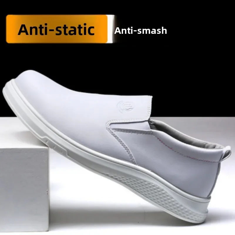 Labor Insurance Shoes New Microfiber Leather PU Sole Anti-static Plastic Head Anti-smashing and Stab-proof Safety Shoes