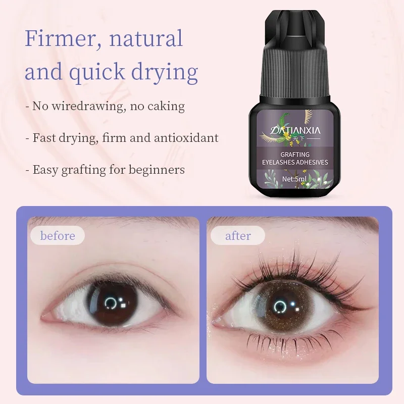 No Irritation Eyelashes Extension Glue Quick Drying Long Lasting Waterproof Adhesive Black Grafting Lashes Glue Makeup Tool 5ml