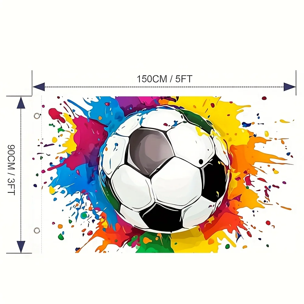 Vibrant Splash Soccer Ball Flag Durable Polyester Outdoor Sports Yard Decor Banner