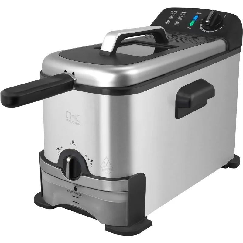 

Kalorik 3.2 Quart Deep Fryer with Oil Filtration, Stainless Steel (FT 43721 BK)