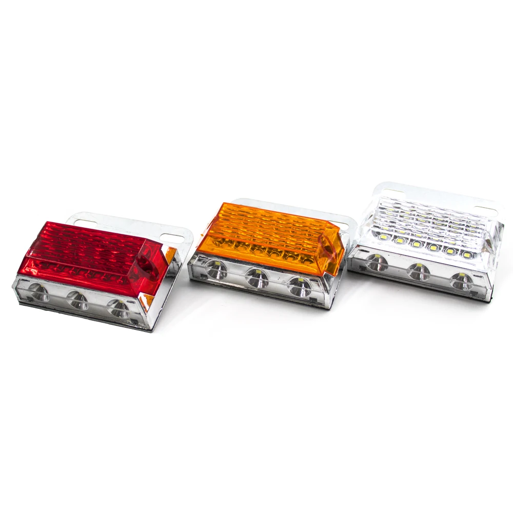 10pcs 12V 24V 15 LED Side Marker Light Car External Lights Squarde Warning Tail Light Signal Lamp 3 Modes Trailer Truck Lorry