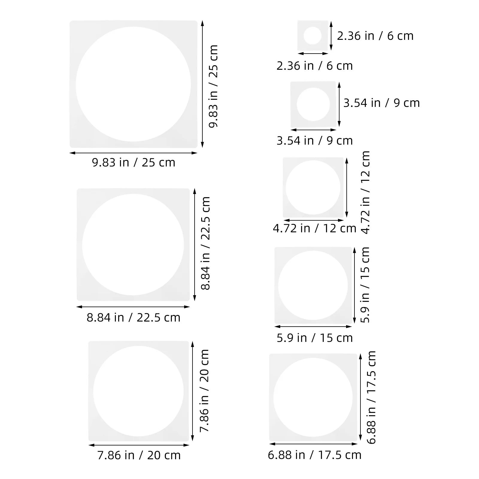 8 قطعة استنسل دائرة بلاستيكية قابلة لإعادة الاستخدام للرسم مشاريع حرفية ذاتية الصنع سكرابوكينغ جدار ديكور قالب هندسي لوازم فنية