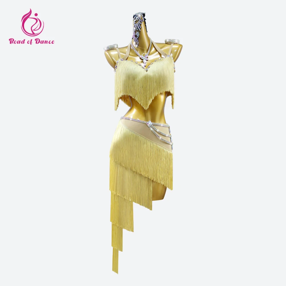 

Latin Dance Skirt Dress For Girl Competition Samba Costume Fringe Clothes Ball Midi Women's Practice Suit Cabaret Line Dancewear