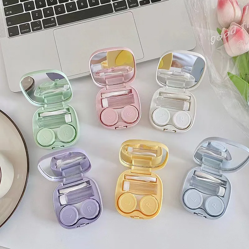 INS Portable Cute Contact Lenses Box Lens Case Three-dimensional Love Contact Women for Eyes Care Kit Glasses Holder Container