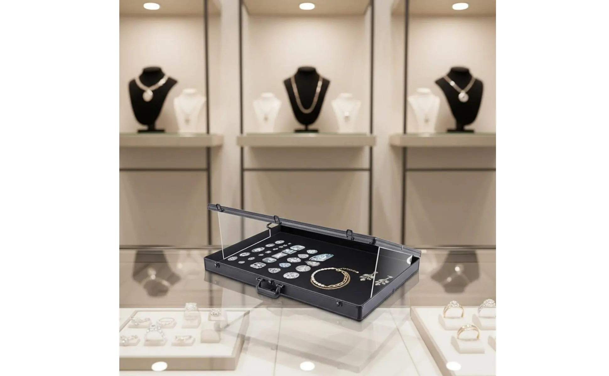 Lockable Collector's Briefcase Scuff-Resistant Lining Trading Card Display Case Aluminum Frame Display Box for Vendors