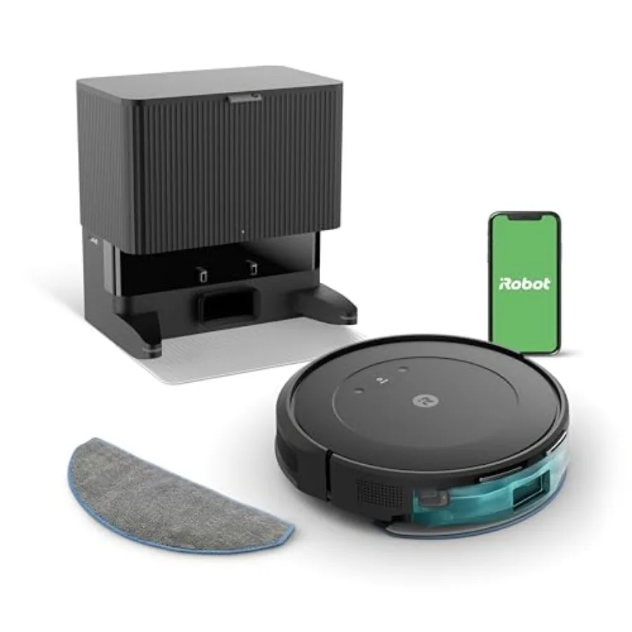 Roomba Y051020 Combo 2 Essential Robot Auto Leeg Vac Mop voor harde vloeren Zwart Zelfledigend en dweilen met slimme navigatie