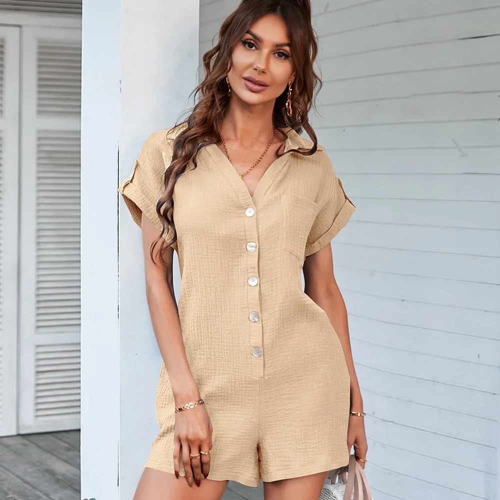 Self-Designed Popular Jumpsuit 2022 Summer Pure Color Comfort Women's Rompers for Women