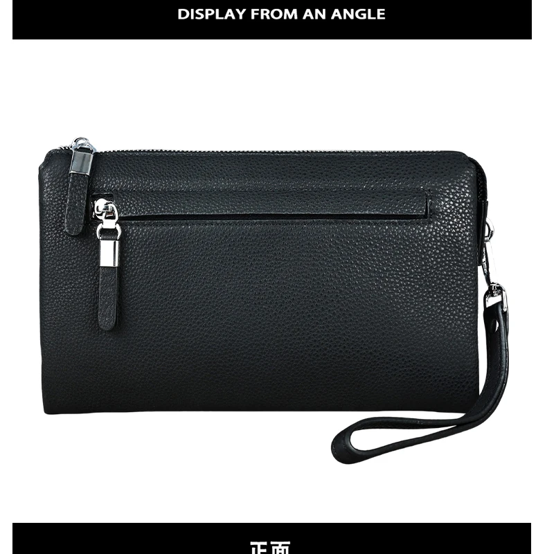 Genuine Leather Clutches Men's Cowhide Vegetable Tanned Leather Wallet Bag Big Capacity Business Casual Clutch Bag
