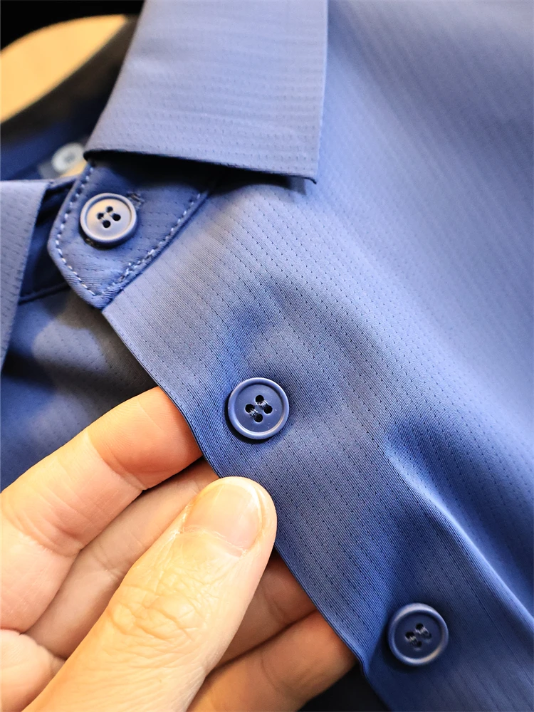 

Premium Breathable Me Sl Glued High Elastic Ice Silk irt для мужчин Busin Casual ort Sve Summer