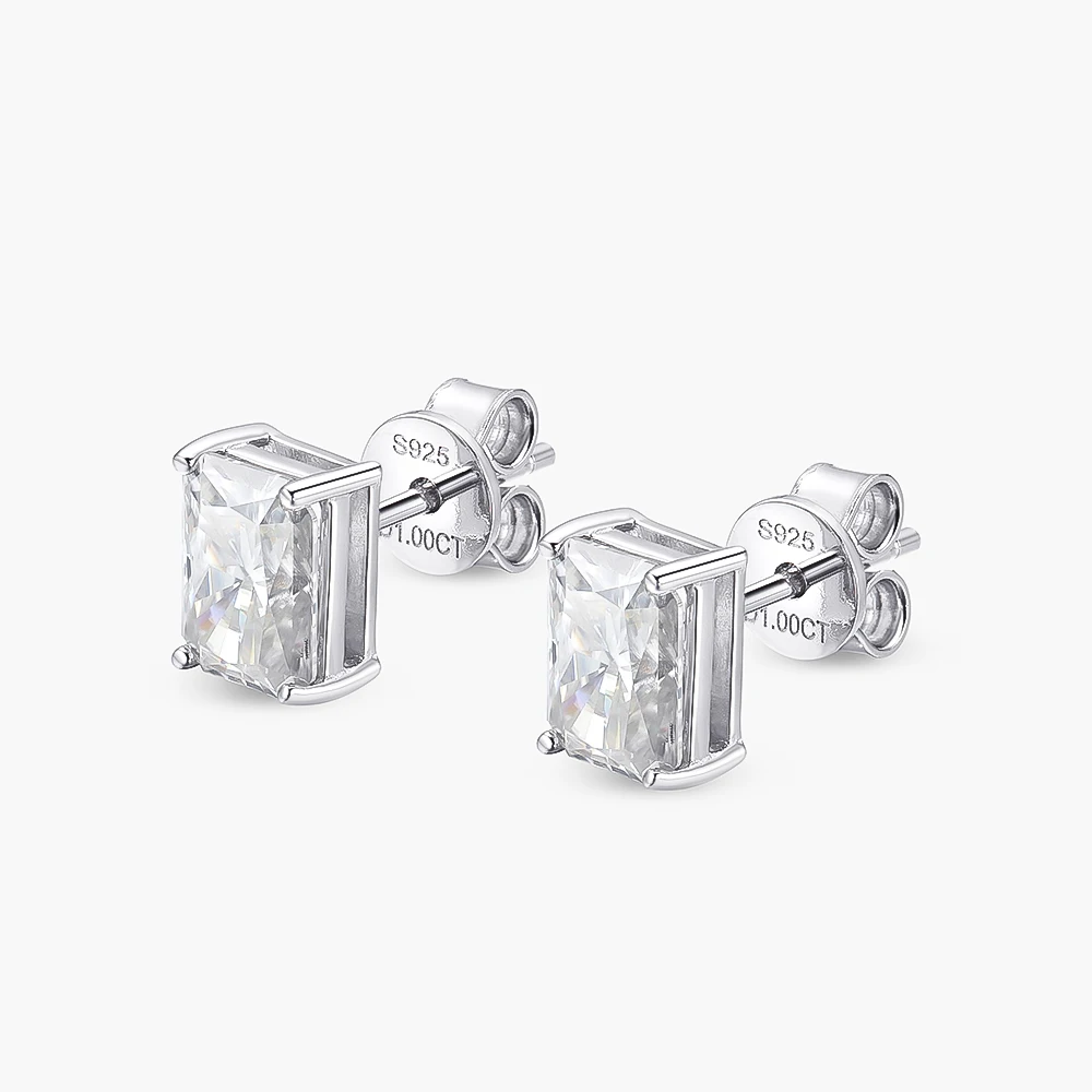 OEVAS Elegant Solid 925 Sterling Silver Moissanite Gemstone White Gold Earrings Ear Stud For Women Gifts Fine Jewelry Wholesale