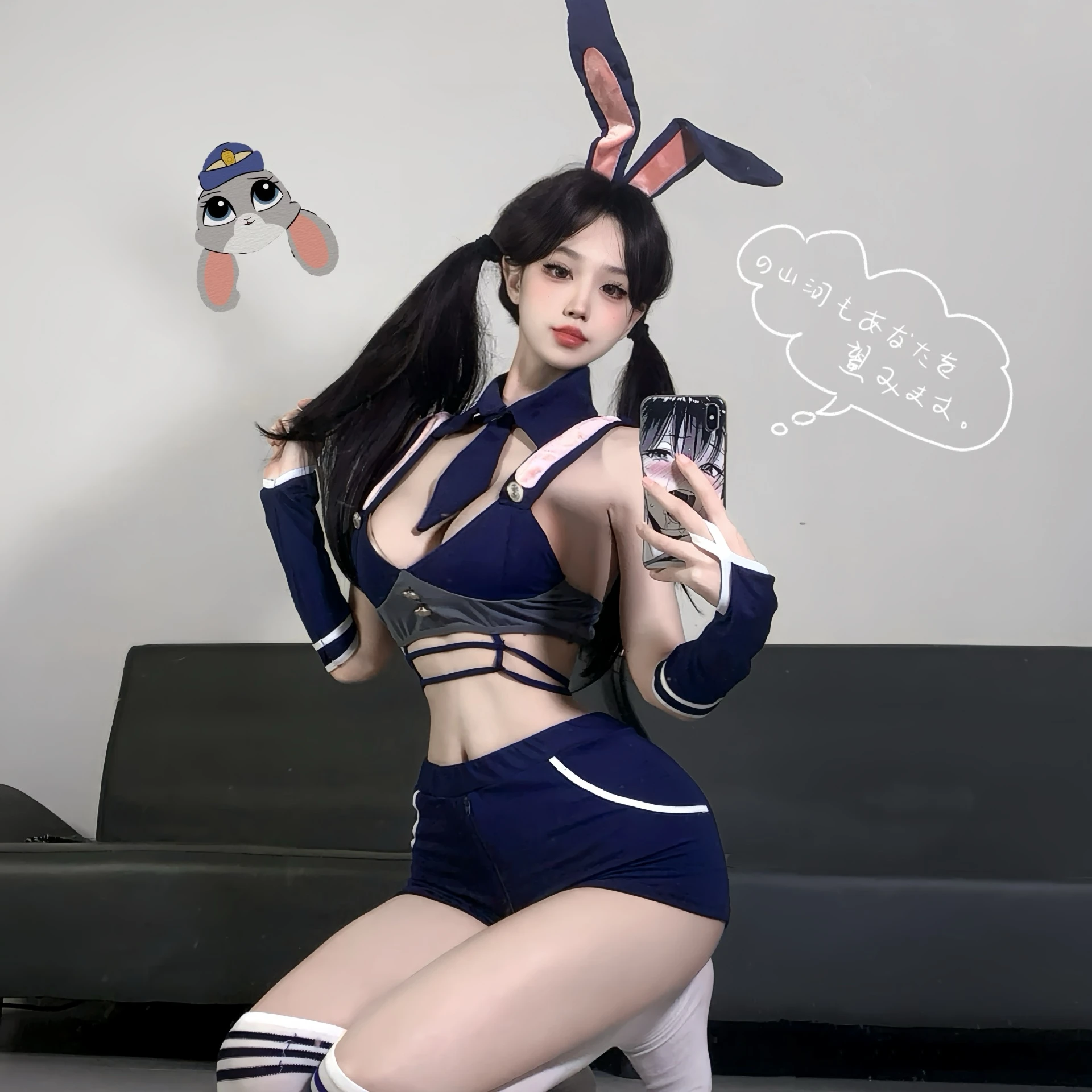 Biancheria intima sexy Ufficiale di coniglio di mezzanotte gioco di ruolo coniglietto set file aperto biancheria intima gratuita puro desiderio set uniforme sexy L198