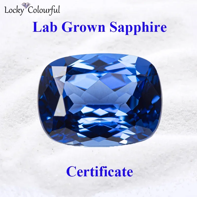 

Lab Grown Sapphire Light Royal Blue Charms Beads Rectangle Cushion Shape VVS1 for DIY Jewelry Making Selectable AGL Certificate