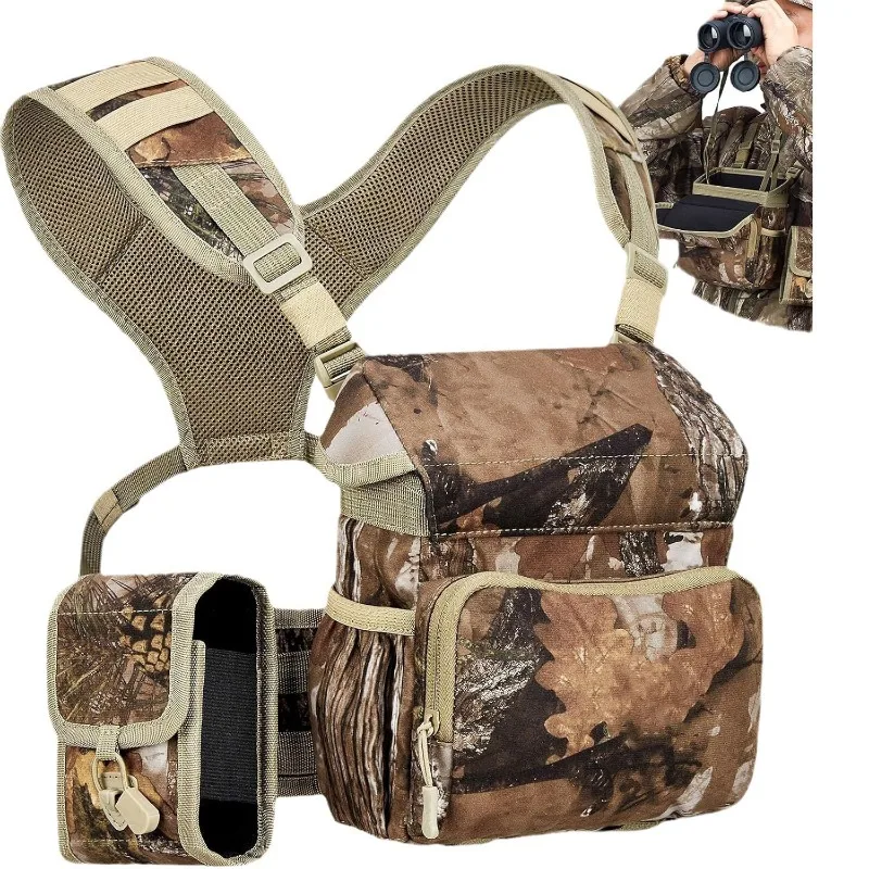 Multifunctional Camo Tactical Chest Bag, Portable Waist Pack for Telescope Rangefinder Storage, Waterproof Wear-resistant Crossb