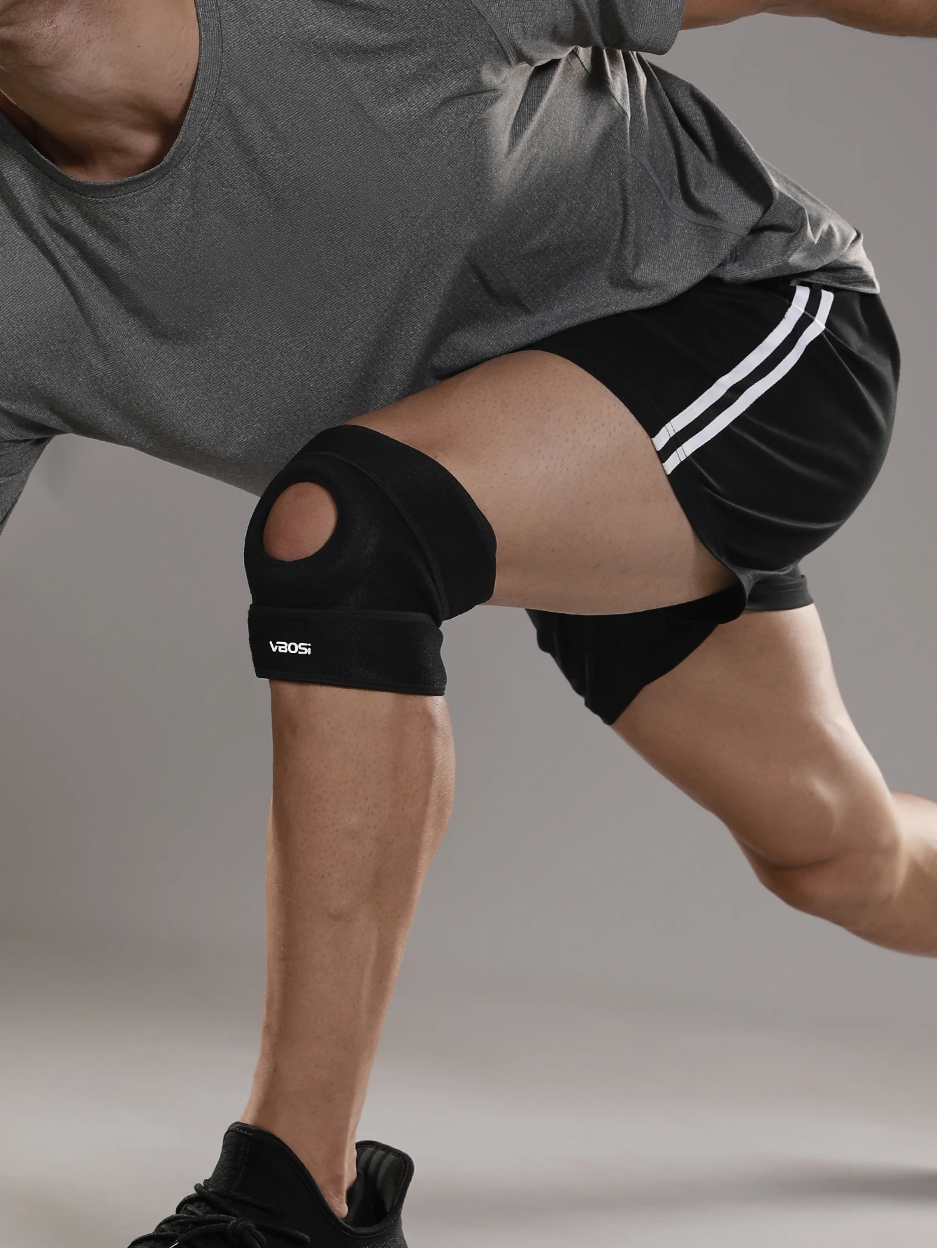1 Piece Women Men Adjustable Knee Support Patellar Protection with Breathable Holes for Basketball Running Weightlifting