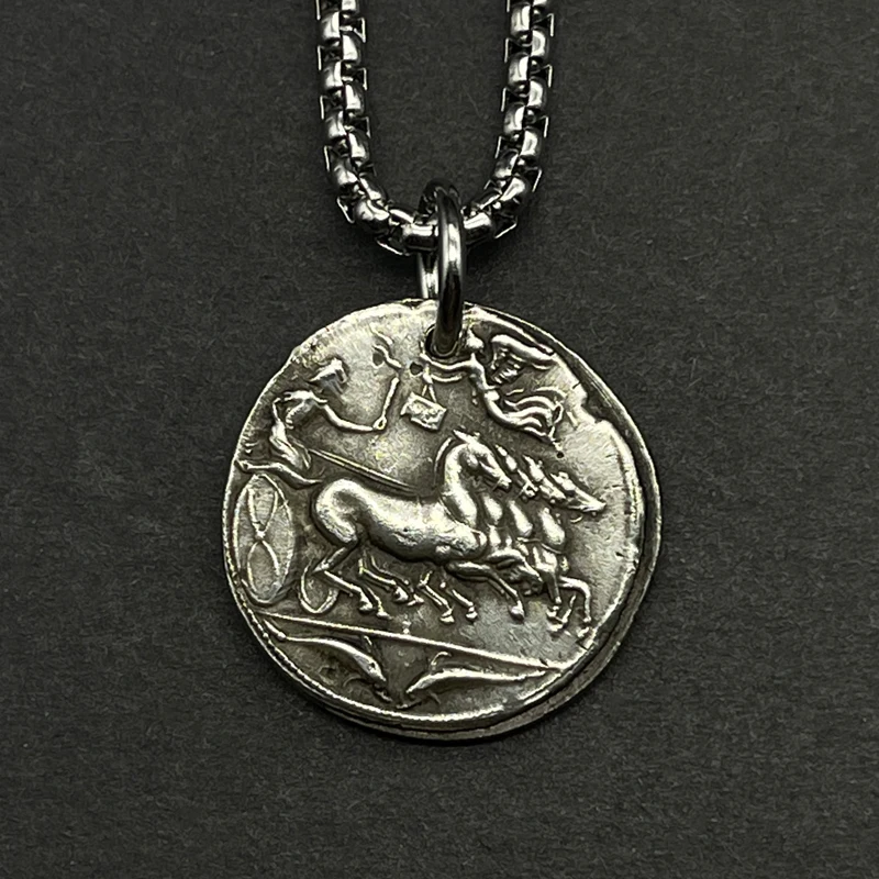 Moon Goddess Diana Greek Artemis Silver Coin Silver Plated Coin Necklace Couple Ancient Coin Pendant Gift coin collection