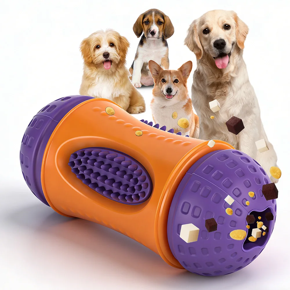 Multifunktionales Leckage- und Versteckspielzeug für Haustiere aus Naturkautschuk, interaktives Hundespielzeug zum Kauen, Zähneputzen und Reinigen zur Stresslinderung